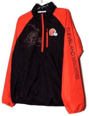 Cleveland Brown NFL 1/2 Zip Helmet Logo Lightweight Orange/Black L Men Jacket