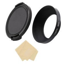 LingoFoto 55mm Wide-angle Metal Hood+77mm Side pinched Lens Cap with Lens Cloth
