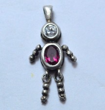 Vintage BIRTHSTONE BABY BOY CHARM .925 Sterling Silver Pendant 