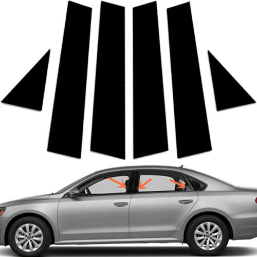 For VW Passat 2011-2019 6PCS Glossy Black Pillar Posts Door Trim Window Cover