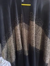 Mixit Womens Black And Gold Shawl Cardigan Coverup Size OS