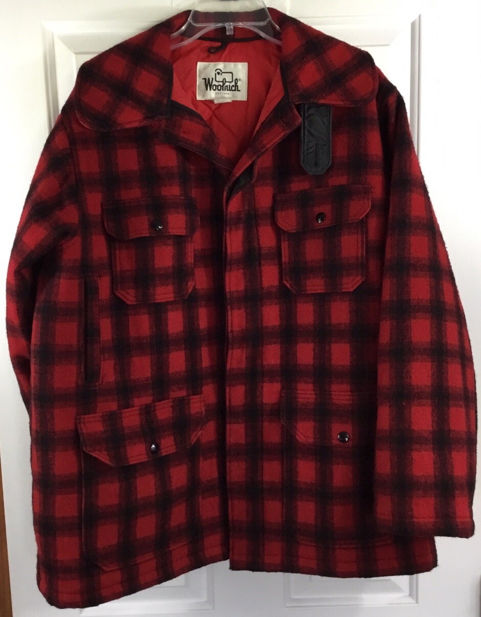 Vintage Woolrich Mens 44 Hunting Jacket Pants 34x30 Red Black