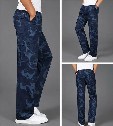 Herren Freizeit Locker Oversize Lange Hose Militär Kampf Cargohose Camouflage - Bild 3 von 18