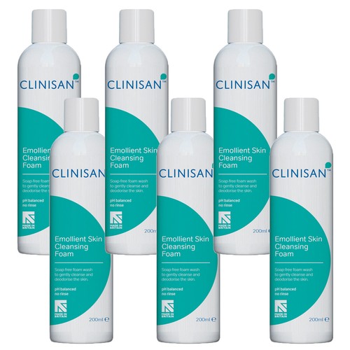 6 Pack Clinisan 200ml Emollient Skin Cleansing Incontinence Foam