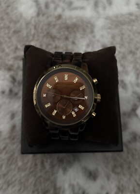 Michael Kors Brown Tortoise Gold Jet Set Chronograph Bezel  display picture 3