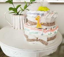 Neutral Baby Shower Diaper Cake Full Gift Set