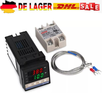 Digitales Temperaturregler-Set REX-C100 PID Temperaturregler 40A AC 100-240V