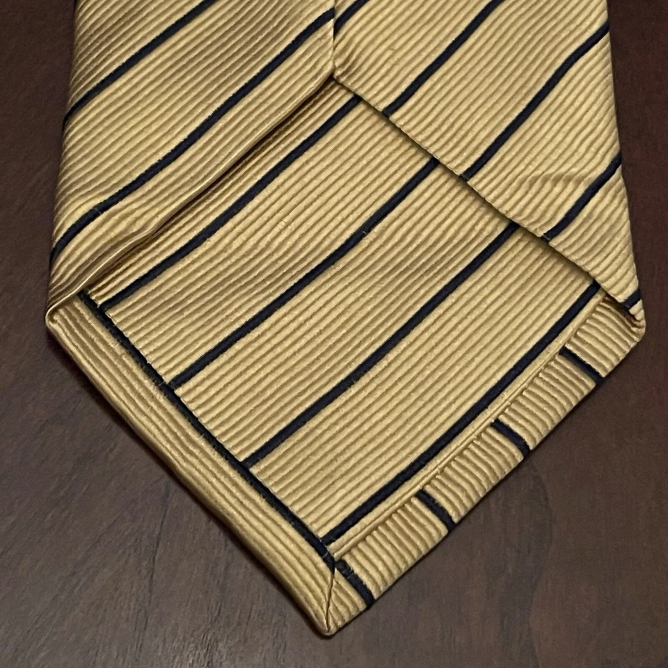 Corbata Bernini Beverly dorada azul hecha a mano 100 % seda para hombre hecha en China Foto 2 de 4