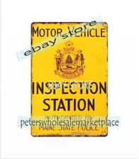 Maine Motor Vehicle Inspection Station metal tin sign pub living room