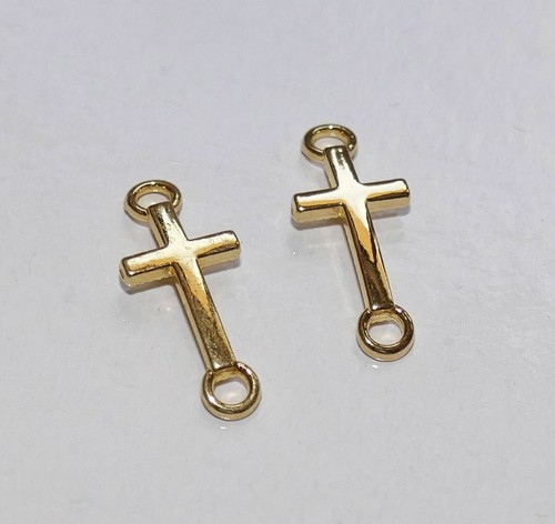 10 Cross Rosary Charm 2 Hole Connectors 