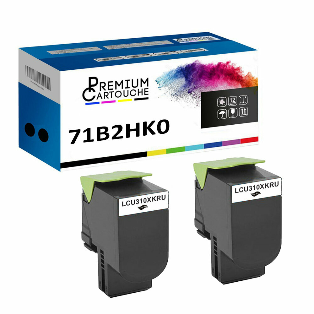 Toner 71B2HK0 noir compatible Lexmark évitez les pannes d'encre avec ce pack double laser