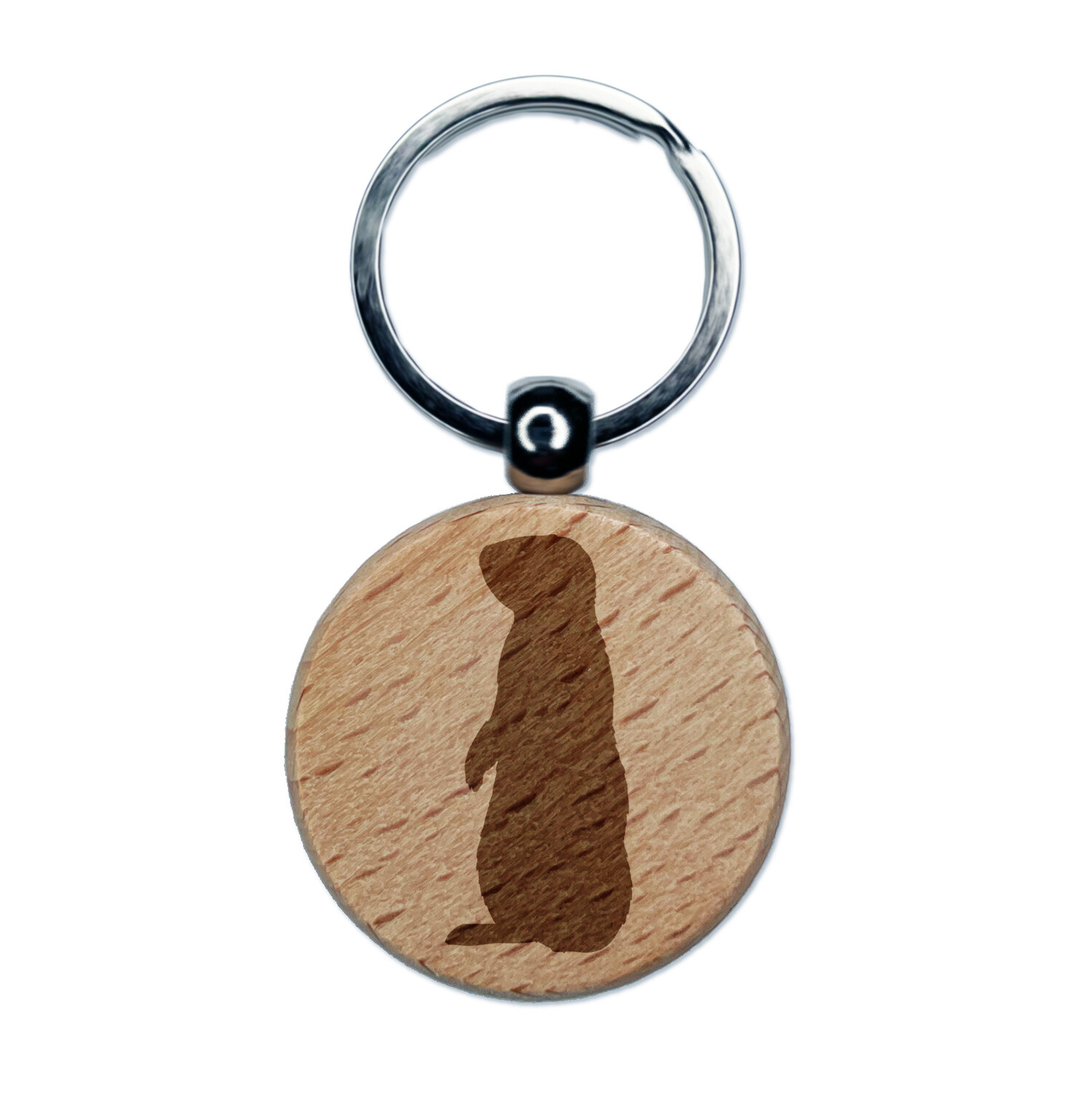 Gopher Solid Engraved Wood Round Keychain Tag Charm