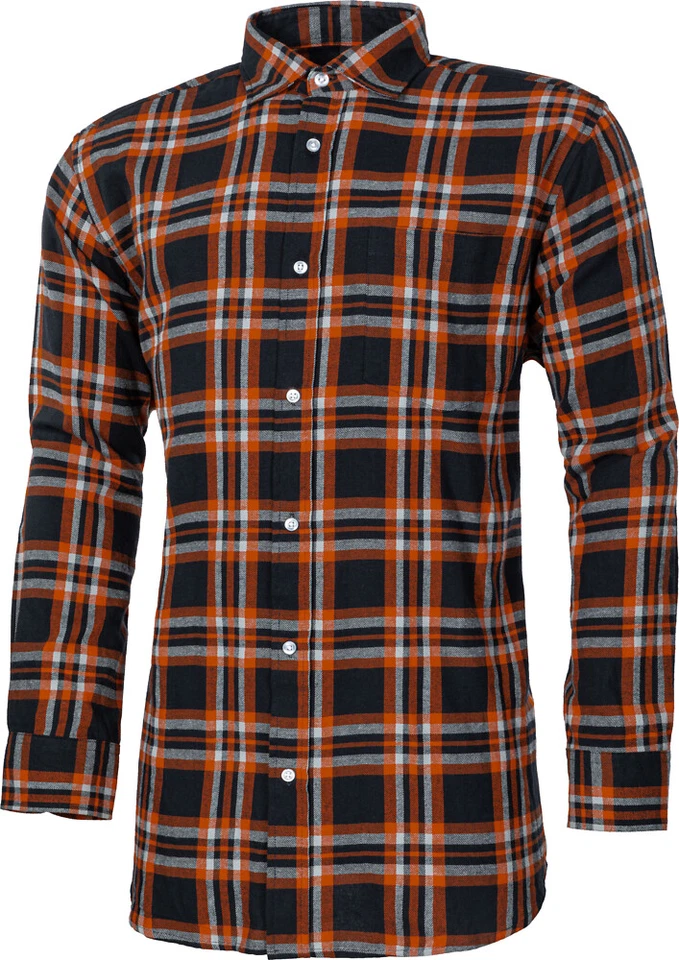 albatros COPPER Webflanell-Hemd Freizeithemd Arbeitshemd kariert schwarz/orange