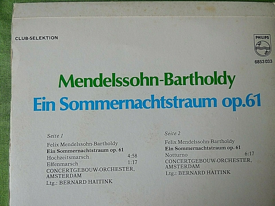 Seltene Single: Mendelssohn-Bartholdy: Ein Sommernachtstraum Concertgeb Amsterda - Bild 2 von 4