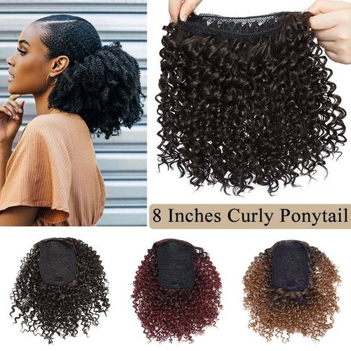 Drawstring Afro Curly Ponytail Clip in Pony Tail Hair Extension Real As Human US - Picture 7 of 16