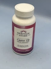 Heritage Store Castor Oil 725 mg 60 Veggie Liquid Caps Cruelty-Free,