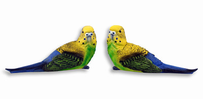 Hand Painted 6'' Yellow Parakeet Parrot Lover Figurine Sculpture 36D (Set of 2)