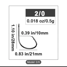 50 PCS Strong Fishing Circle Hooks High Carbon Steel Durability Size 2/0