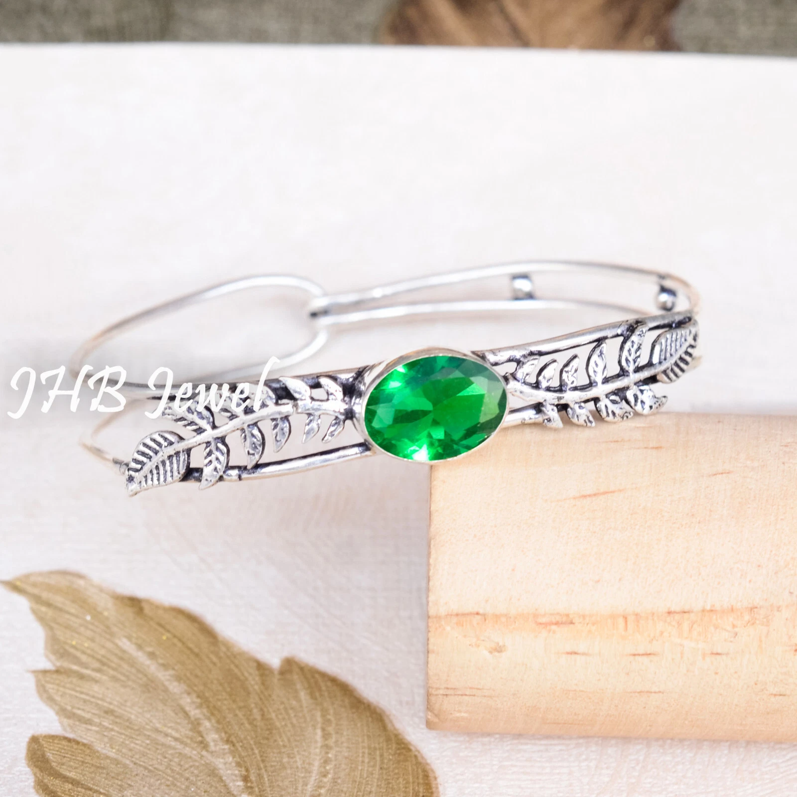 VALENTINO Bracciale argento sterling 925 pietra preziosa grande diopside cromato regalo per festival