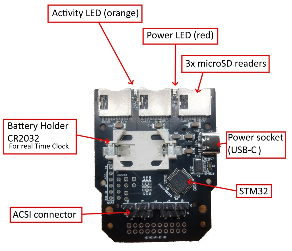 Emulateur de disque dur ACSI2STM pour Atari ST STF STE Mega ST/STE - Hard Drive