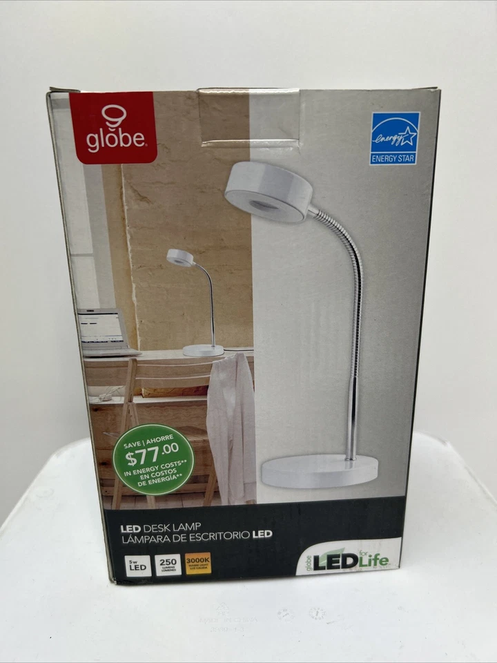 Globe Electric 12646 Energy Star интегрированная светодиодная настольная лампа, белая, хромированная - Изображение 3 из 4