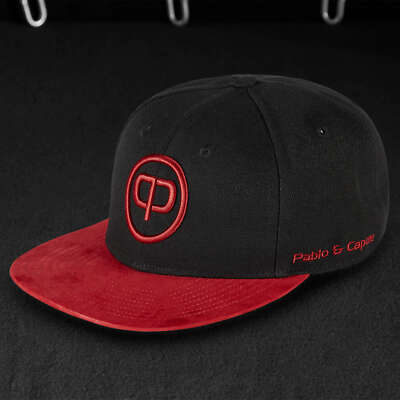 Pablo & Capone Snapback Cap - Black & Red-Suede