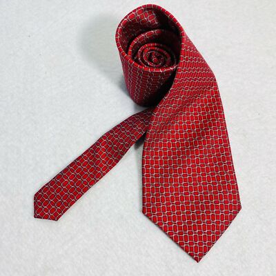 Bijoux Terner Tie RED Blue White Geometric Silk Necktie Ties Designer