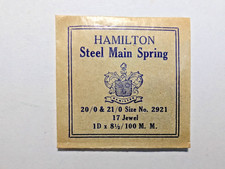 SA2 - 06 . NOS Hamilton 20/0  21/0s, 17J, 2921 Mainspring, 1D x 8/100mm