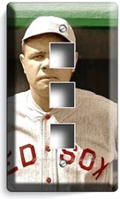 BABE RUTH RED SOX BASEBALL LEGEND LIGHT SWITCH OUTLET PLATE MAN CAVE SPORT DECOR