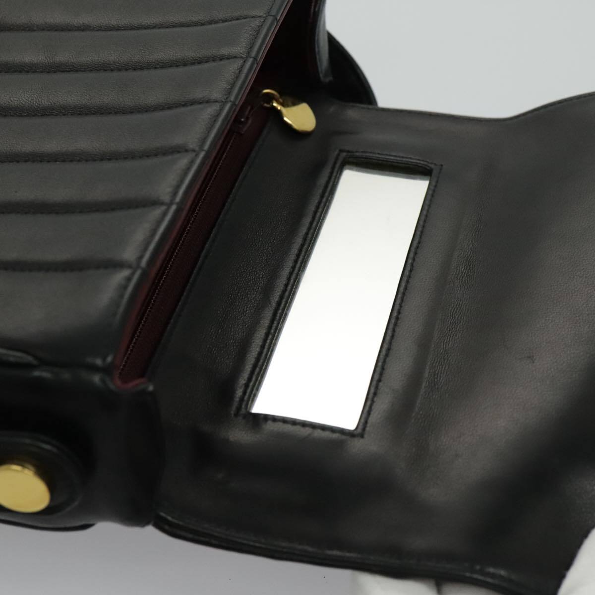 CHANEL Mademoiselle Shoulder Bag Lamb Skin Black Gold CC Auth yk15502AV