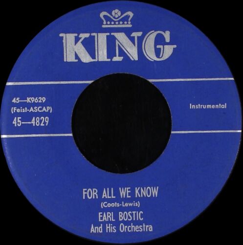 Earl Bostic And His Orchestra For All We Know Vinyl 45 RPM King Records Blues - Picture 2 of 4