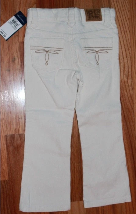 Pantalones de pana marfil de cinco bolsillos blanco roto Ralph Lauren para niñas 4 nuevos con etiquetas  Foto 2 de 4
