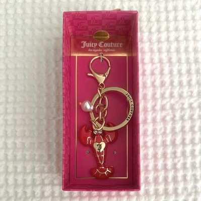 Juicy Couture Lobster Bag Charm Keychain Red Gold Pearl Nautical Accessory Gift