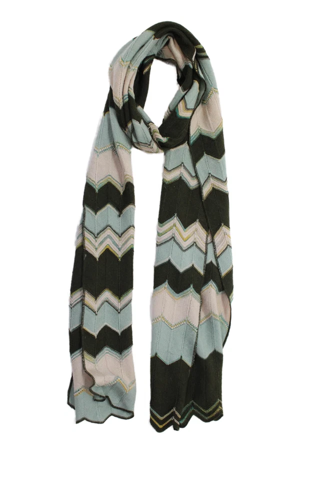 Bufanda envolvente multicolor a rayas con patrón tejido texturizado Missoni para mujer azul OS Foto 2 de 4