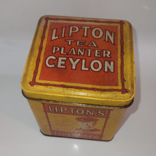 Lipton Planter Ceylon Finest Tea Advertising Tin Yellow/Red Made in China