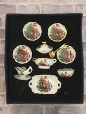 Dolls House 1/12 Scale Reutter Miniature Porcelain Father Christmas Teaset For 4