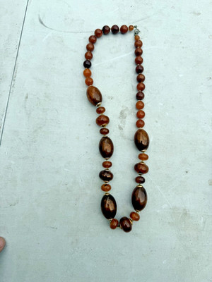 Antique Bakelite Marbled Faturan Bead Necklace Vintage Bakelite Caramel 24'' JB1