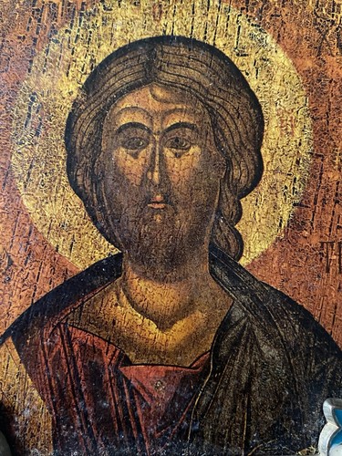 Icono religioso ruso ruso vintage Jesús sobre madera en marco de latón esmaltado placa de pared - Imagen 2 de 24