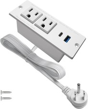 USB C Recessed Power Strip Fast Charge Desktop Power Station 2 Outlets 2 USB ...