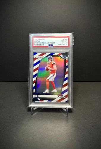 2024 Panini Prizm Bo Nix Red/White/Blue Prizm #309 PSA 8 FAST SHIPPING! 🔥