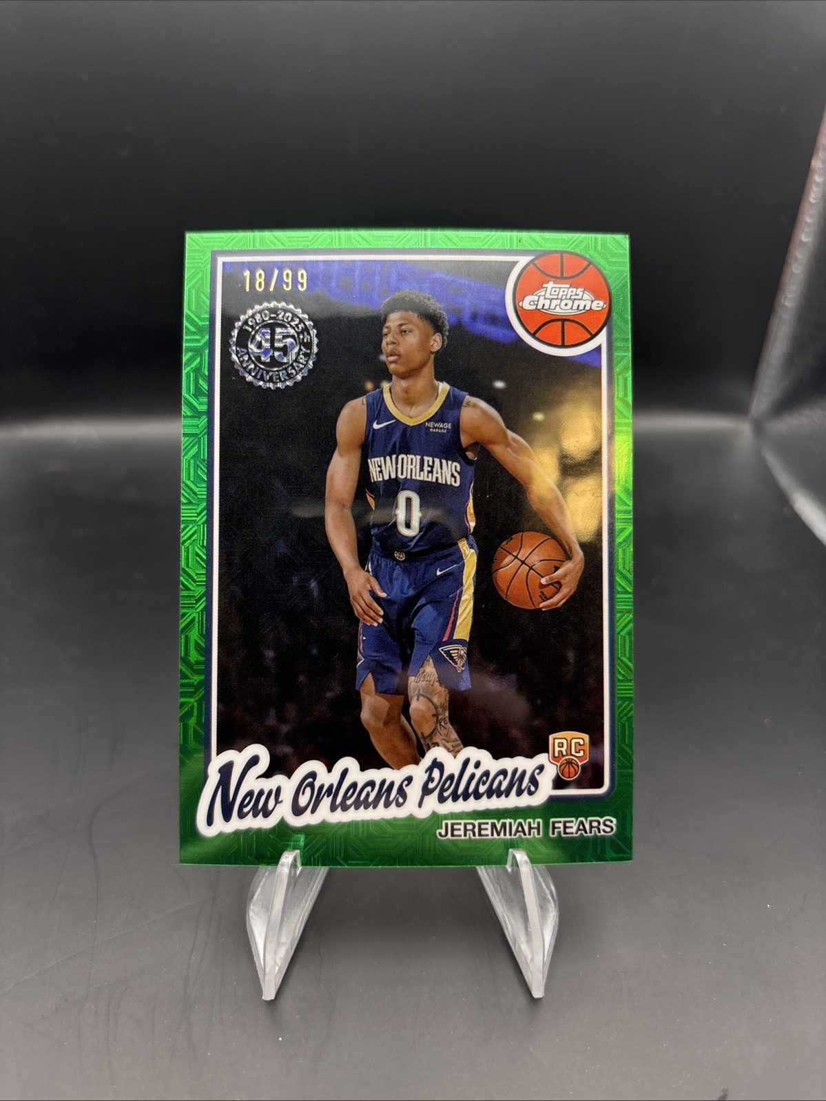 2025-26 Topps Jeremiah Fears Green Mojo 45 Anniversary 18/99