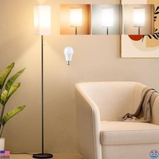 Modern Floor Lamp with Pull Chain - 9W LED, 3 Color Temps, Black Pole  Shade