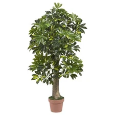 Real Touch 4' Silk Artificial Fake Schefflera Tree Realistic Plant