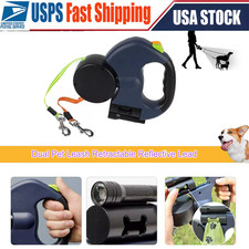 New Retractable Reflective Dual Pet Leash Lead for Medium and Small Dog Pet Love