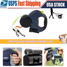 New Retractable Reflective Dual Pet Leash Lead for Medium and Small Dog Pet Love