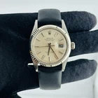 #53 Rolex 36mm Vintage Datejust  Steel Silver Dial Leather Band Watch 1601
