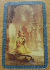 1 Single Vintage Swap Playing Card English Named TEMPLE BELLS Woman Praying ENN