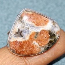 Natural Garnet In Limestone 925 Silver Plated Ring US 11 Stylish Jewelry JW