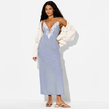 Women Lace Trim Maxi Empire Waist Dress - Wild Fable