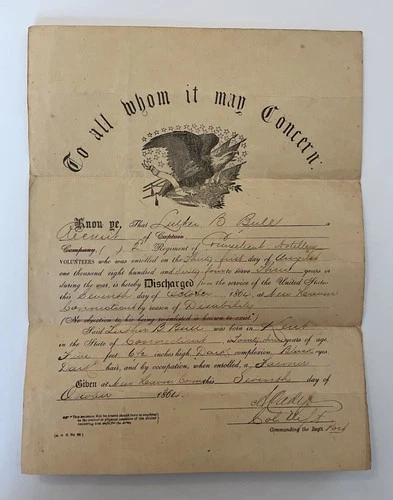 1864 ORIGINAL RARE Civil War Discharge Document American HISTORY!